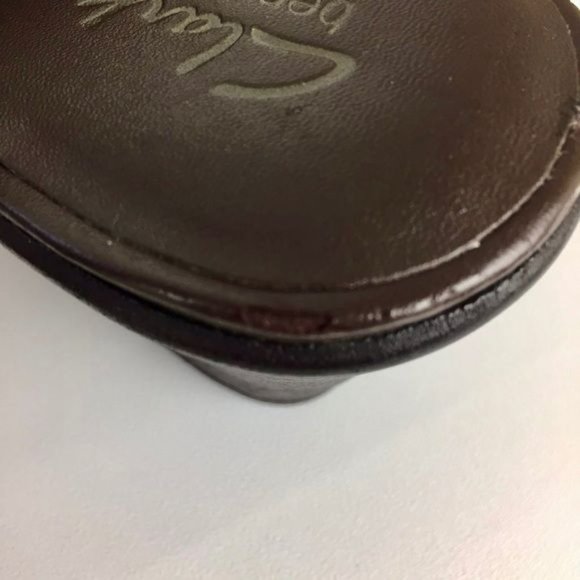 Clarks Womens Mirabelle Brown Leather Heeled Mules Comfort Shoes size 7.5W Wide - Picture 16 of 16